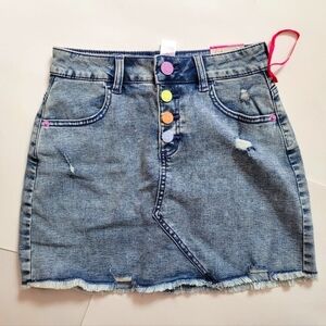 Denim Button-Front Skirt